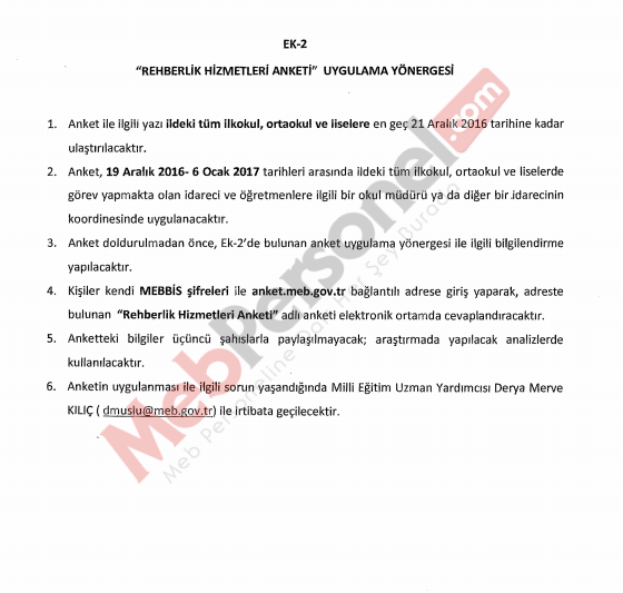 MEB'den ''Tüm Öğretmen ve İdarecilere'' Anket