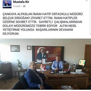 Mustafa Kır: İmam Hatip Ortaokul Müdürüne&quot; Altın Nesil Yetiştime &quot;Yolunda Başarılar Diledi