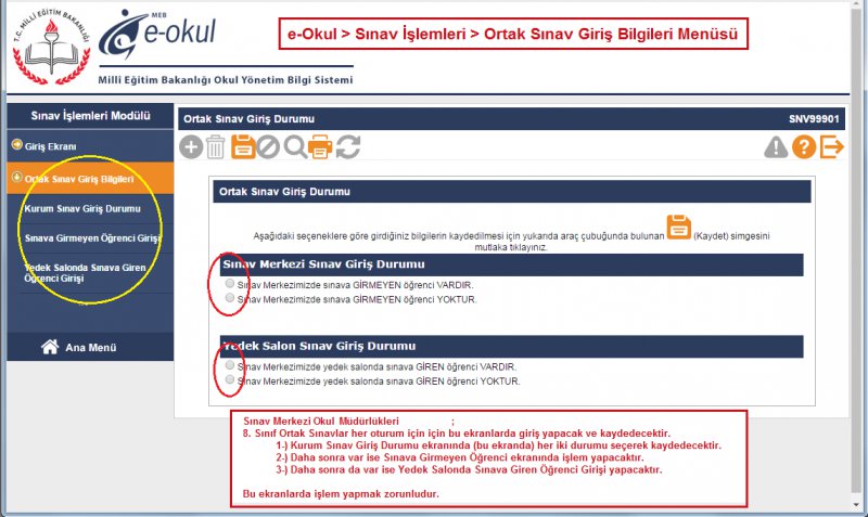 TEOG İçin E-OKUL Sistemi Üzerinde Yapılacak İşlemler