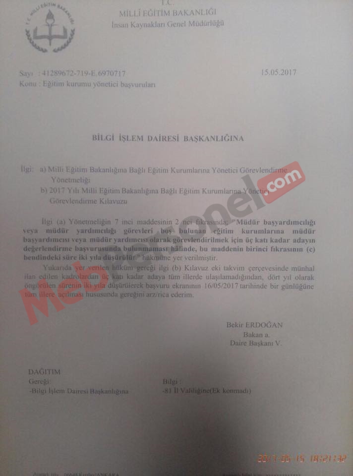 Müdür Yardımcılığı Başvurularında MEB'den Son Dakika Kararı