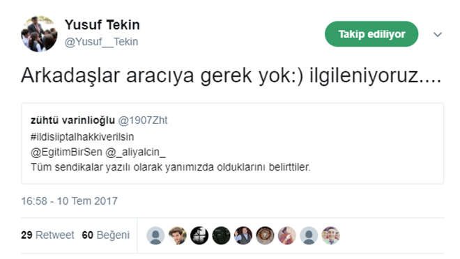 Yusuf Tekin'den İl Dışı Tayin İptal Hakkı Açıklaması