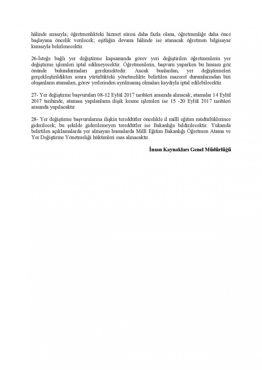 MEB'den 2. İl İçi ve İl Dışı Yer Değiştirme Duyurusu