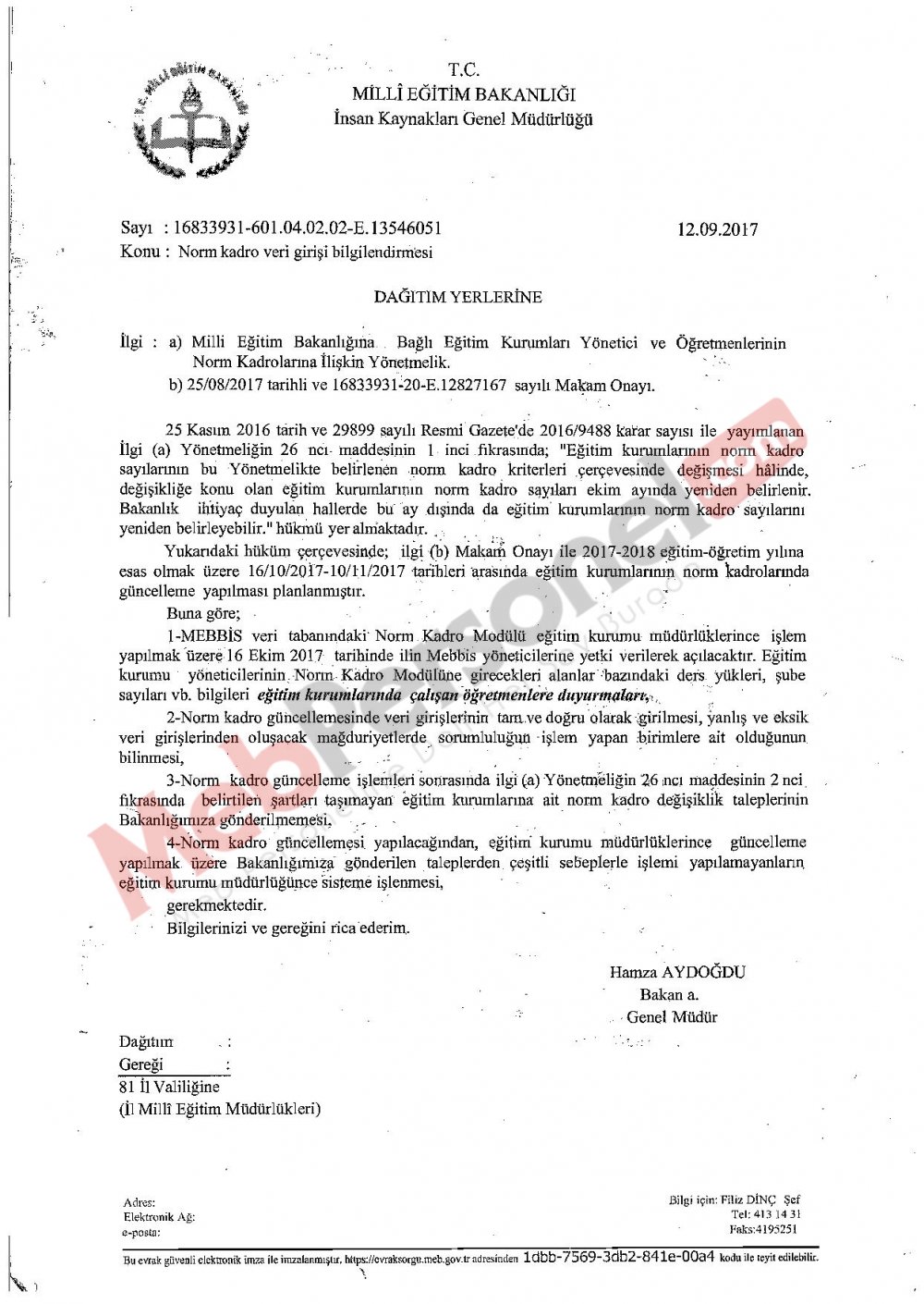Tüm Okullarda Norm Güncellemesi Yapılacak