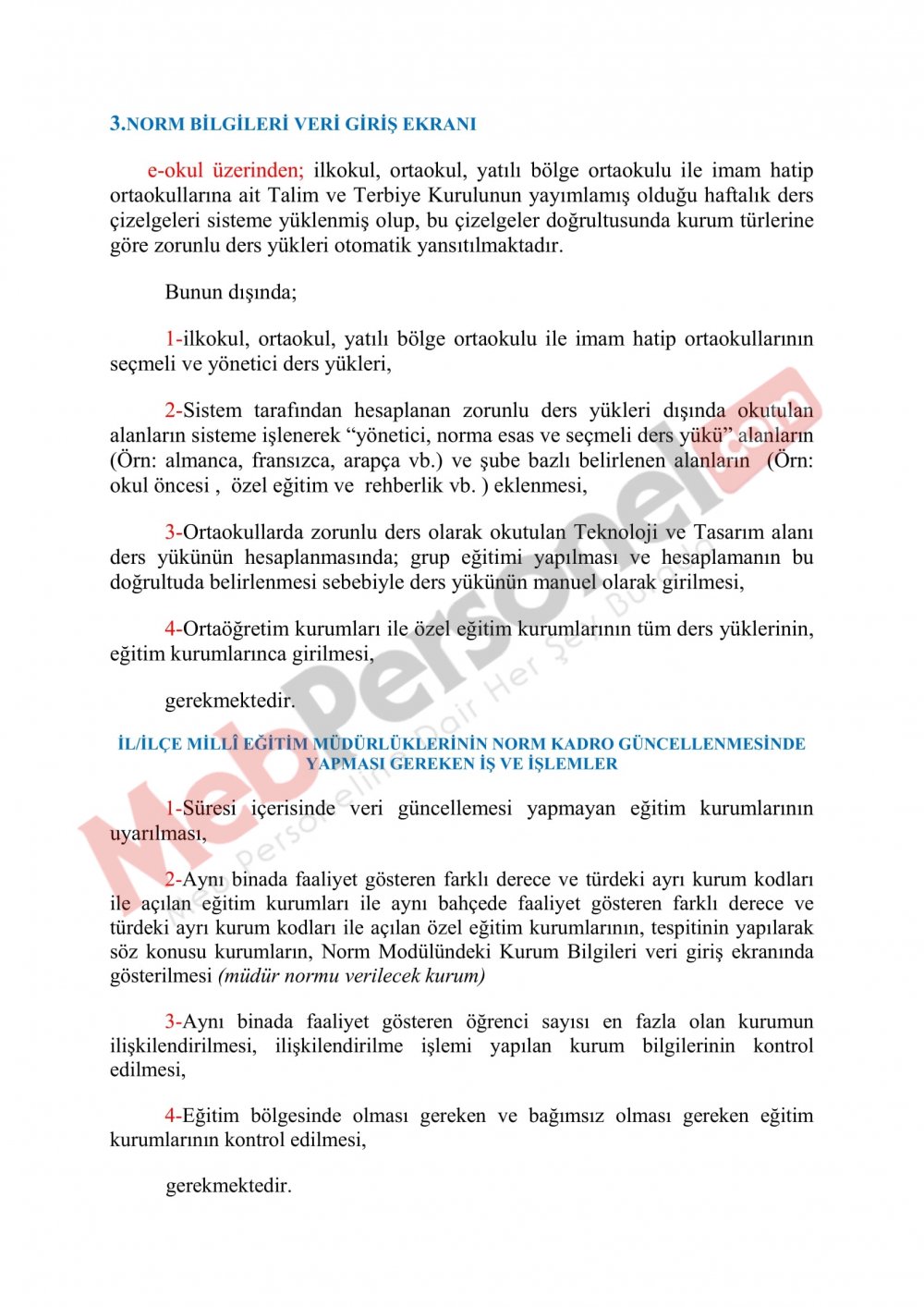 NORM KADRO GÜNCELLEMESİNDE DİKKAT EDİLMESİ GEREKEN HUSUSLAR - OKUL YÖNETİCİLERİNİN YAPMASI GEREKEN İŞLEMLER