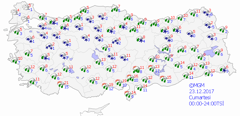 Yarın  kar yağışı bekleniyor. Kar yağışı olacak iller