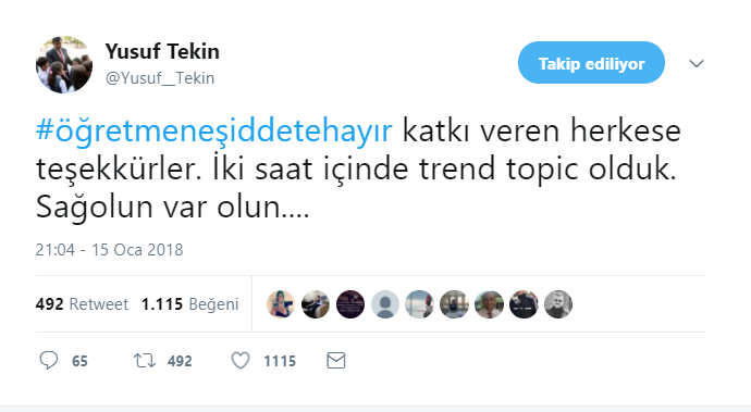 &quot;Öğretmene Şiddete Hayır&quot; Etiketi Sosyal Medyada Rekor Kırdı