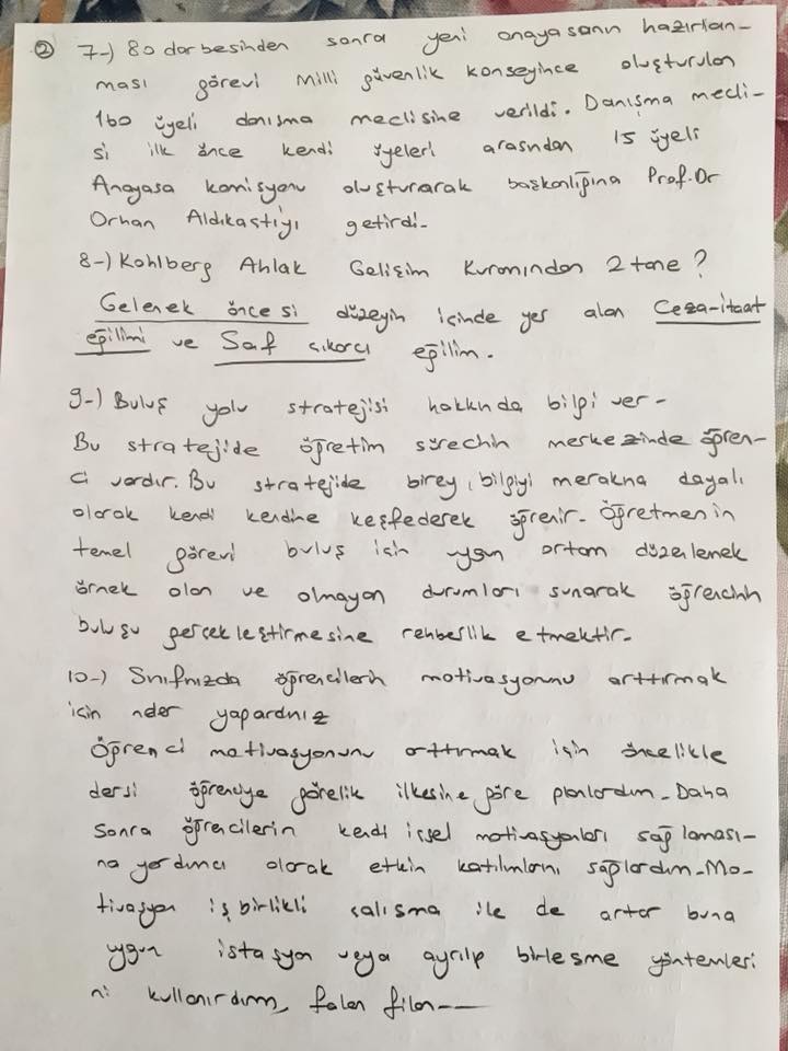 Sözleşmeli Öğretmen Atamaları Mülakatında Sorulan Sorular-2018