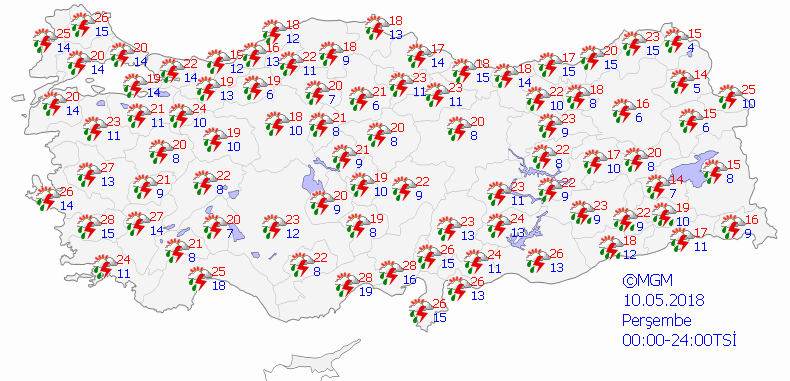 Meteoroloji'den  şiddetli yağış uyarısı-Haritalı