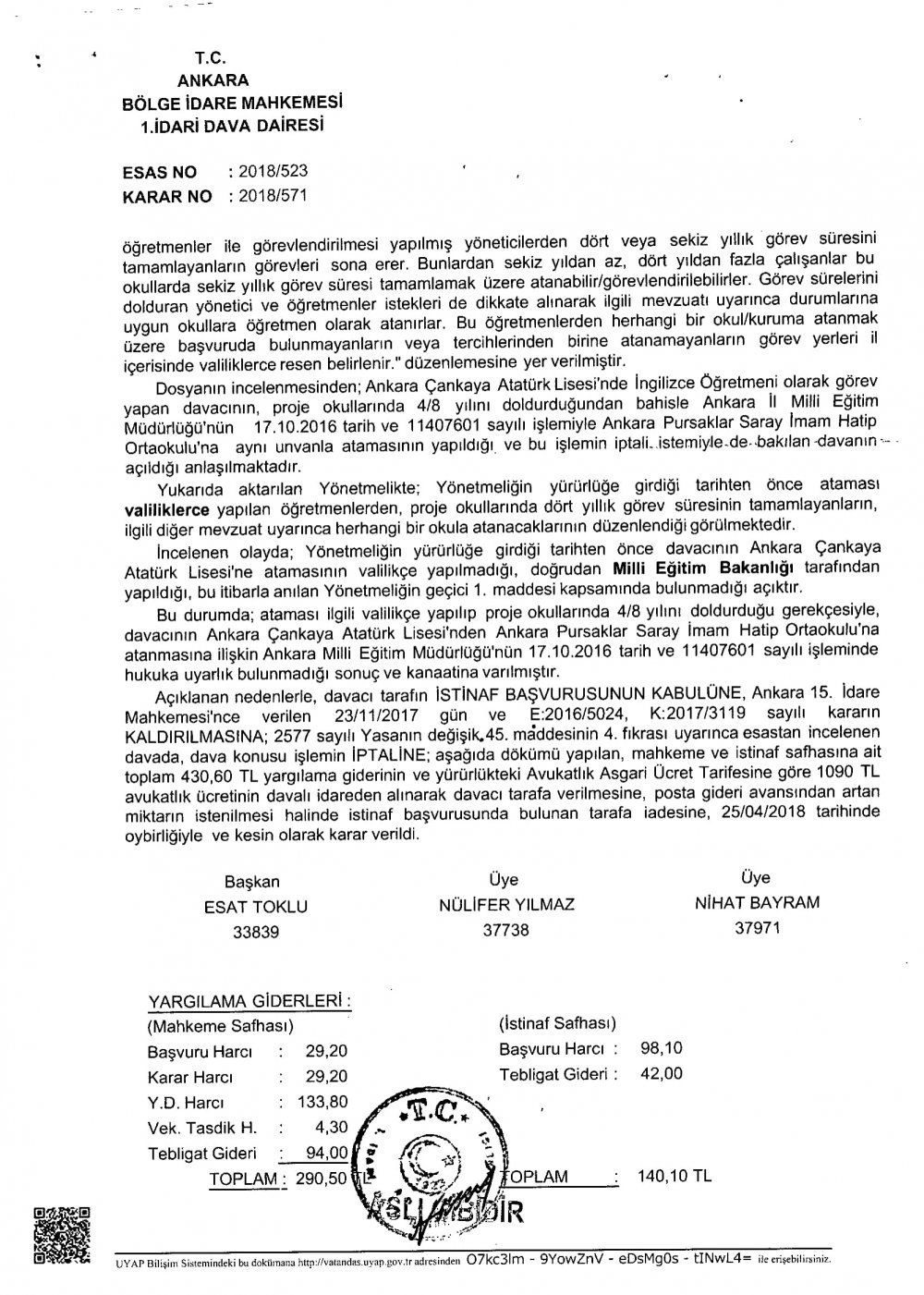 Proje Okuluna Bakanlık Kararnamesiyle Atanan Öğretmen Zorunlu Yer Değiştirmeye Tabi Tutulamaz