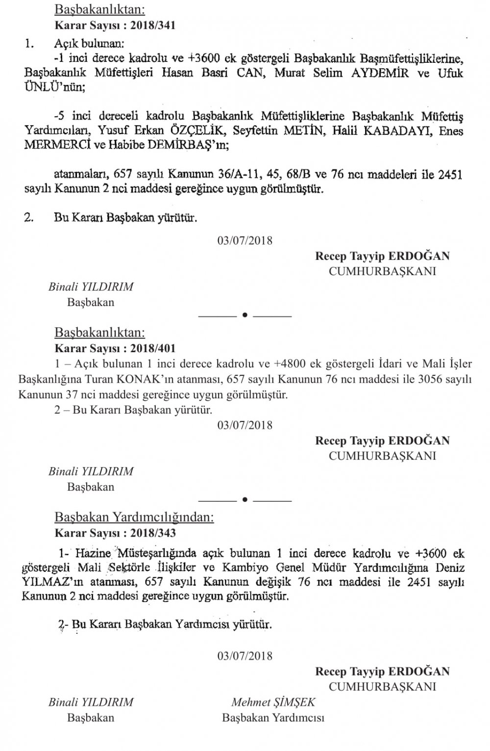 BAKANLIKLARA ÜST DÜZEY ATAMALAR YAPILDI