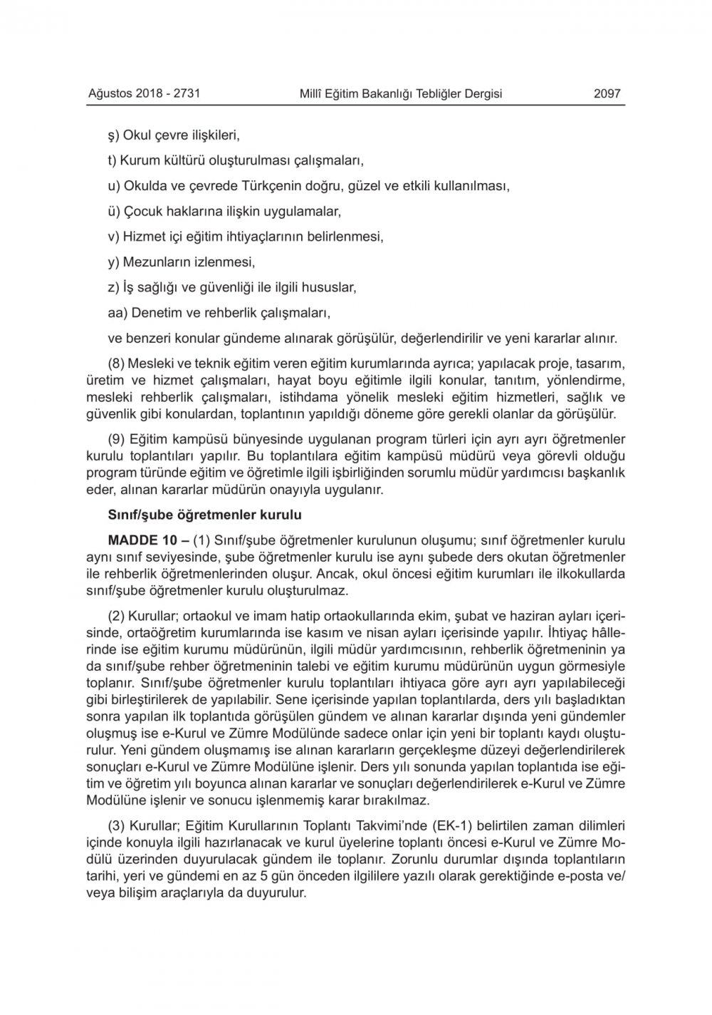 MEB EĞİTİM KURULLARI VE ZÜMRELERİ YÖNERGESİNDE DEĞİŞİKLİK YAPILDI