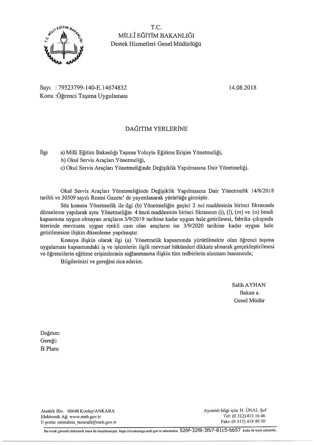 MEB'den ''Öğrenci Taşıma Uygulaması'' Yazısı