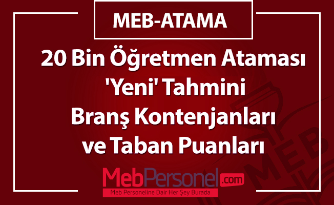 20 Bin Öğretmen Ataması 'Yeni' Tahmini Branş Kontenjanları ve Taban Puanları