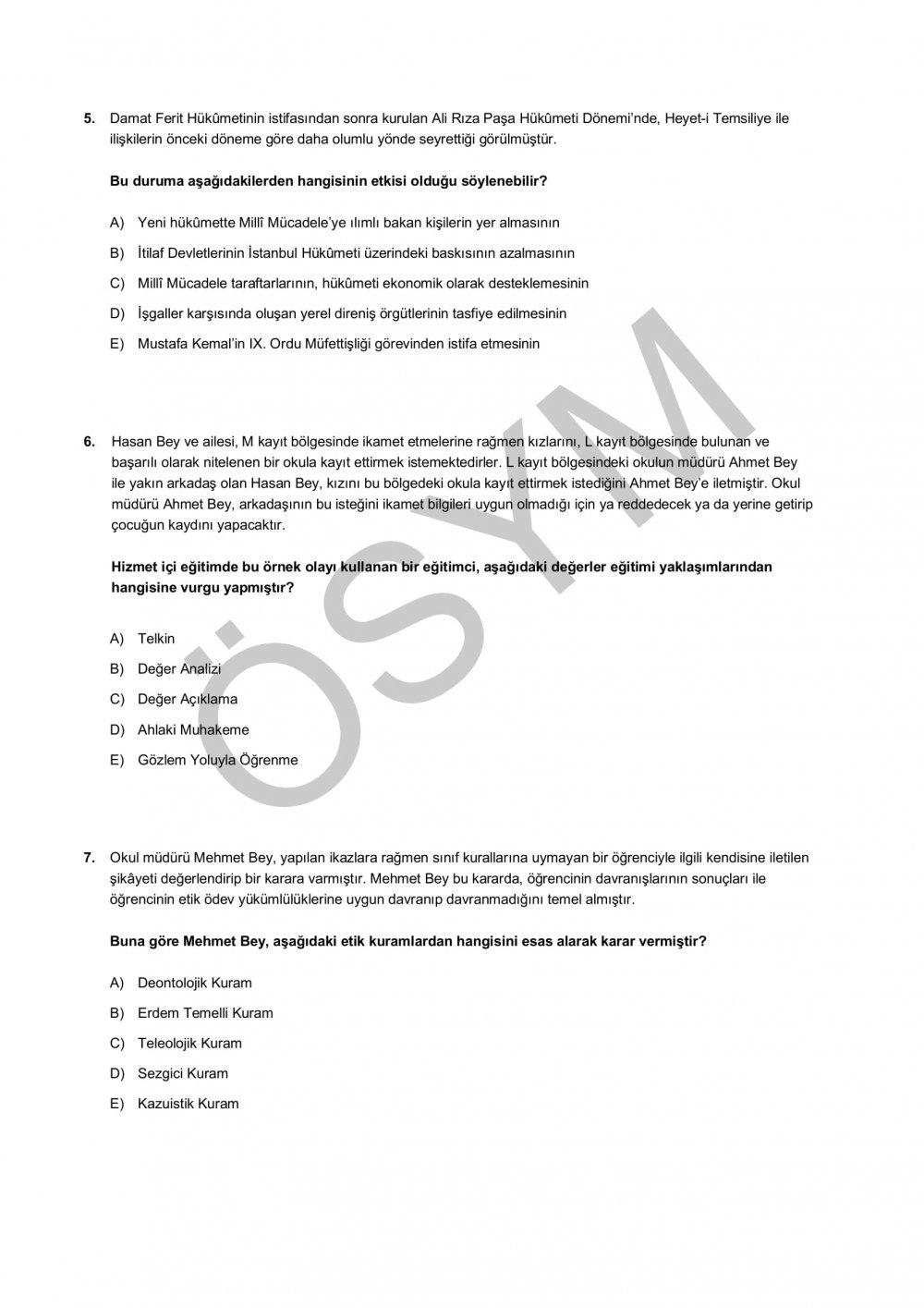 2019 EKYS İçin Örnek Sorular Yayımlandı