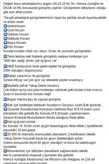 Öğretmen Atamaları Ve  Branş Kontenjanları İle İlgili Açıklama