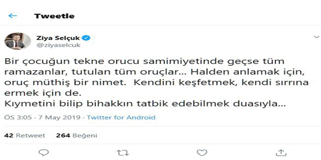 Selçuk: Bir çocuğun tekne orucu samimiyetinde geçse tüm ramazanlar