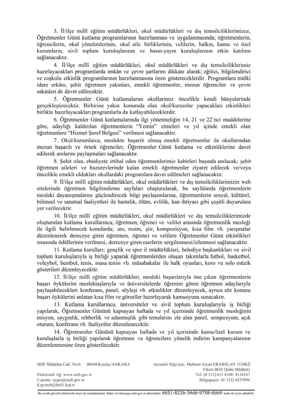 MEB'den ''24 Kasım Öğretmenler Günü'' Genelgesi