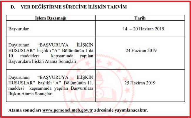 İl dışı atama takvimi kapsamında ilişik ne zaman kesilecek?