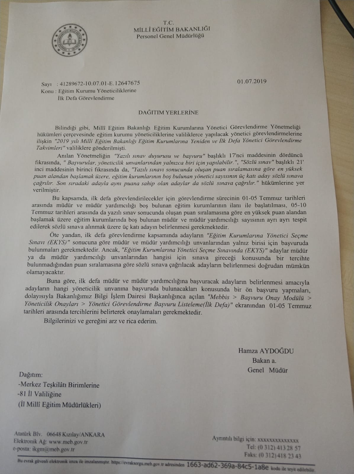 Yönetici Atamaları İle İlgili  MEB'den Yeni Açıklama