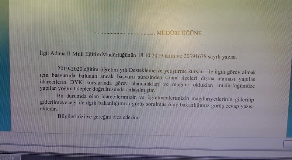 DYK Kurslarında  Görev Almak için Başvuru Yapan  Ancak Başka Kuruma Atanan İdarecilerin Mağduriyeti !