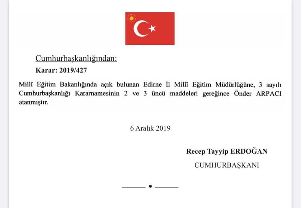 İl Milli Eğitim Müdürü Ataması Resmi Gazete'de