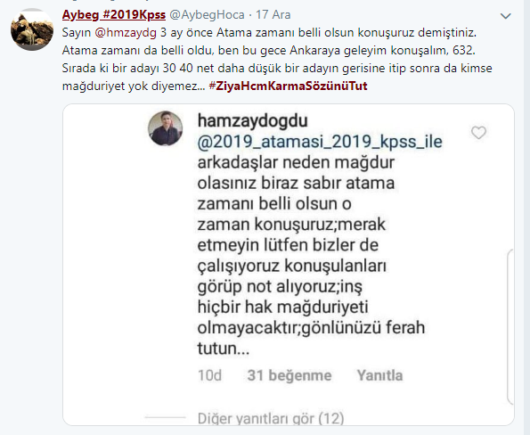 &quot;Karma (2018-2019 KPSS) Sözleşmeli Öğretmen Ataması, Adaletsizcedir&quot; (2019 KPSSli Adaylar)