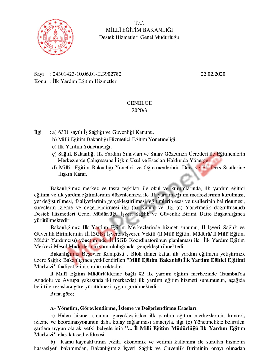 MEB'den O Eğitimler İçin Genelge
