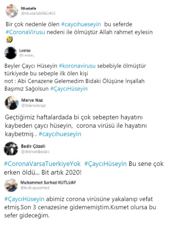 Twitter'ı çalkalayan iddia: Çaycı Hüseyin, koronavirüsten öldü!
