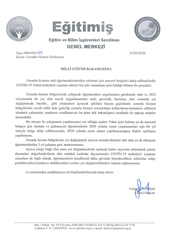 Eğitim-İş: Zorunlu Hizmet Ertelensin
