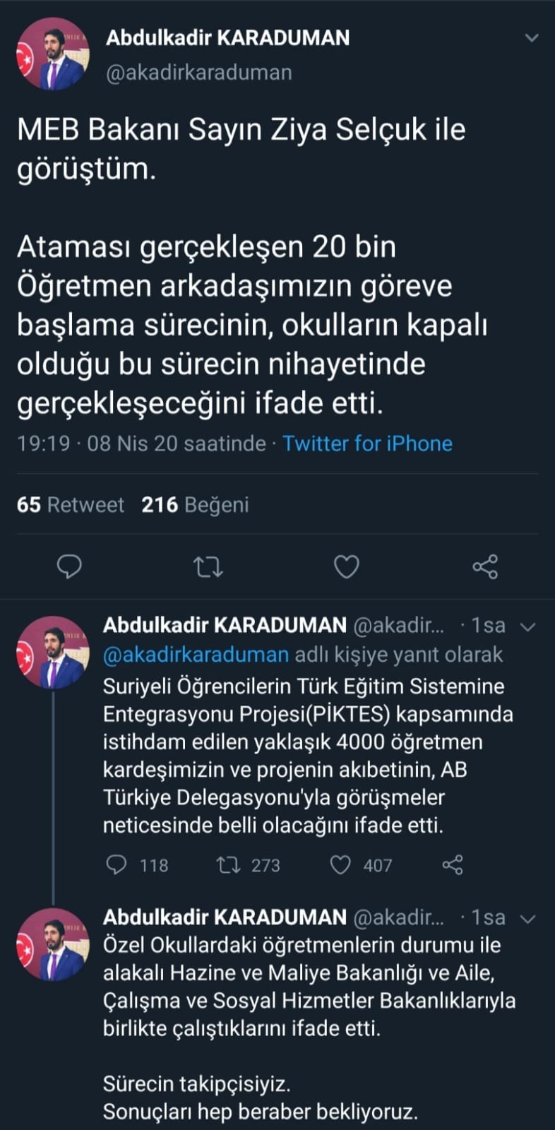 Bakan Ziya Selçuk'tan &quot;Piktes Öğretmenleri&quot; Açıklaması