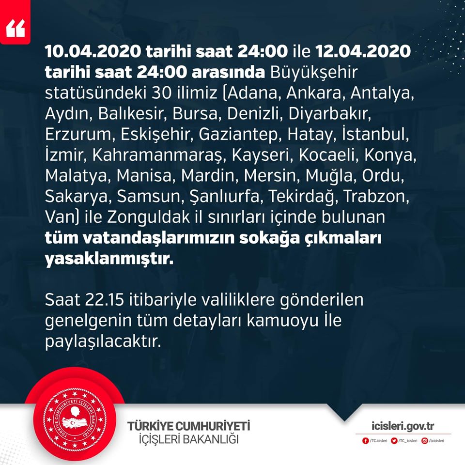 31 İlde, 2 Gün Sokağa Çıkma Yasağı Getirildi