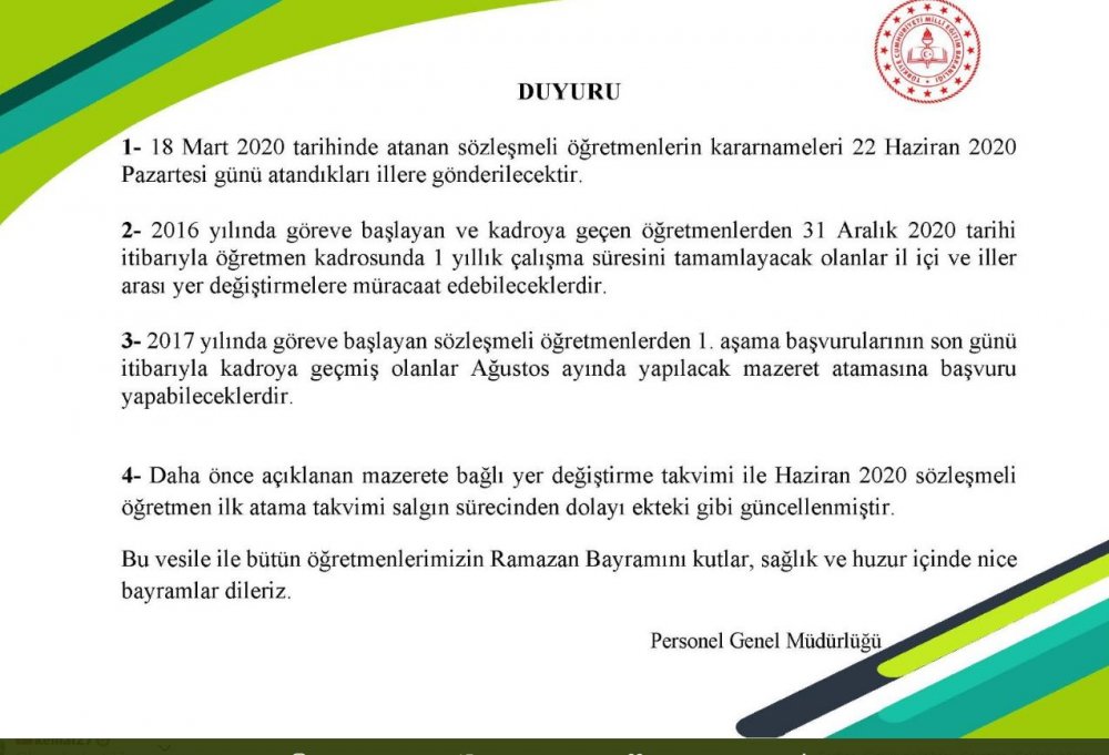 Kararname Bekleyen Öğretmenler 22 Haziran&#39;da Göreve Başlıyor
