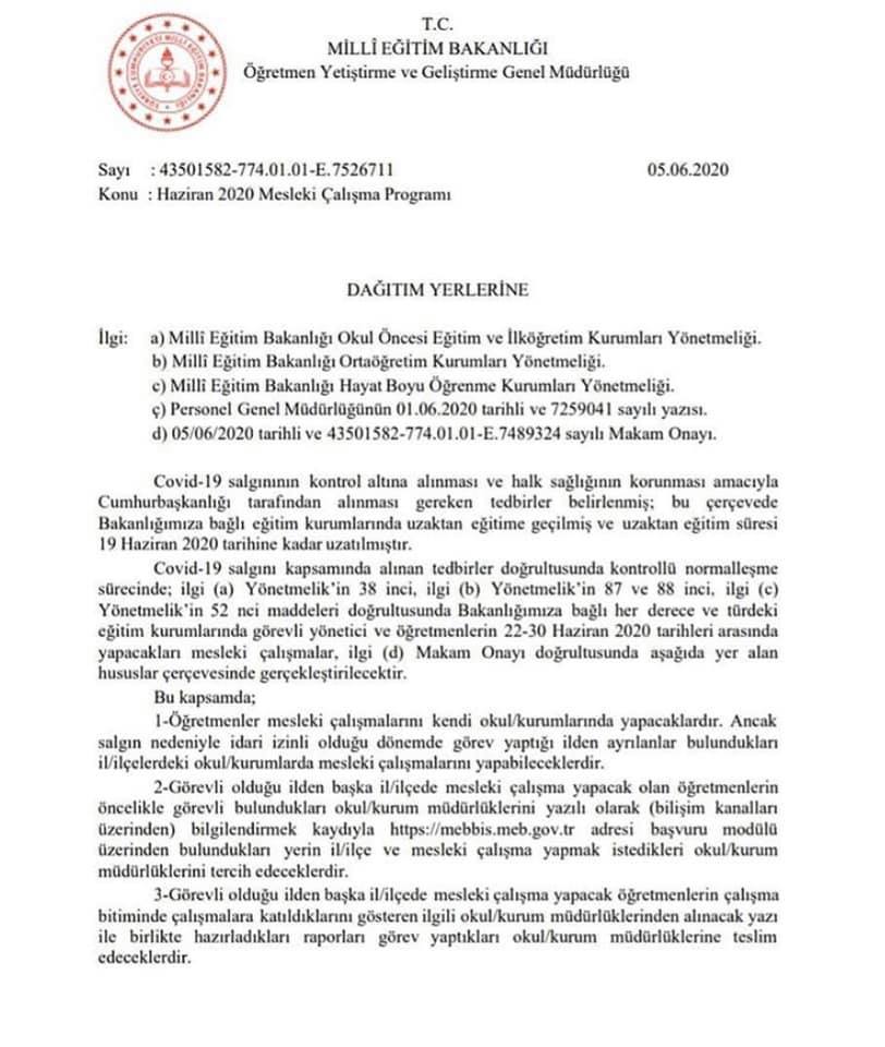 Öğretmenlerin Dönem Sonu Seminerleri İle İlgili MEB'den Açıklama