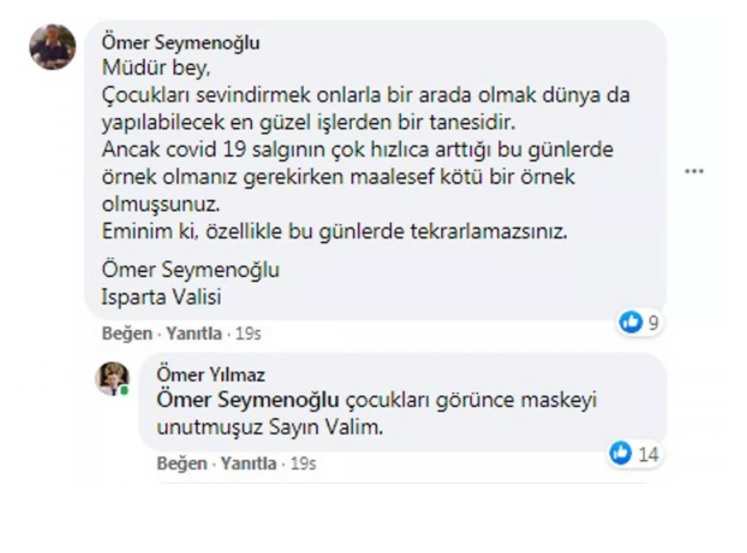 Vali, maske takmayan il  müdürünü uyardı