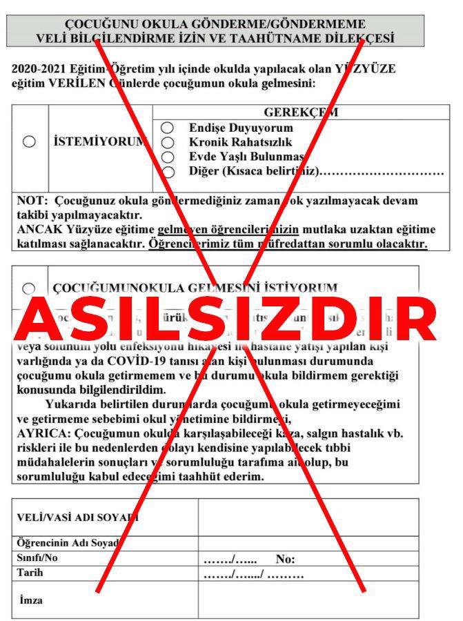 MEB Açıkladı: ''Öğrencilere Dağıtılan O Formlar Asılsızdır''
