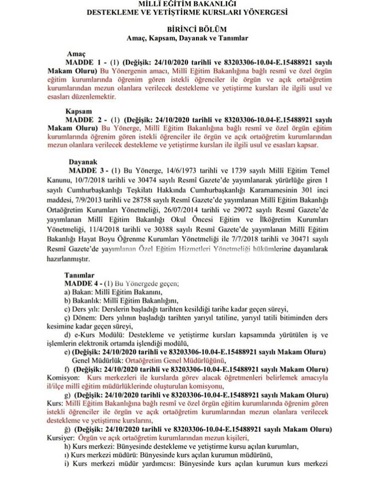 Değişen Yeni MEB DYK Yönergesi