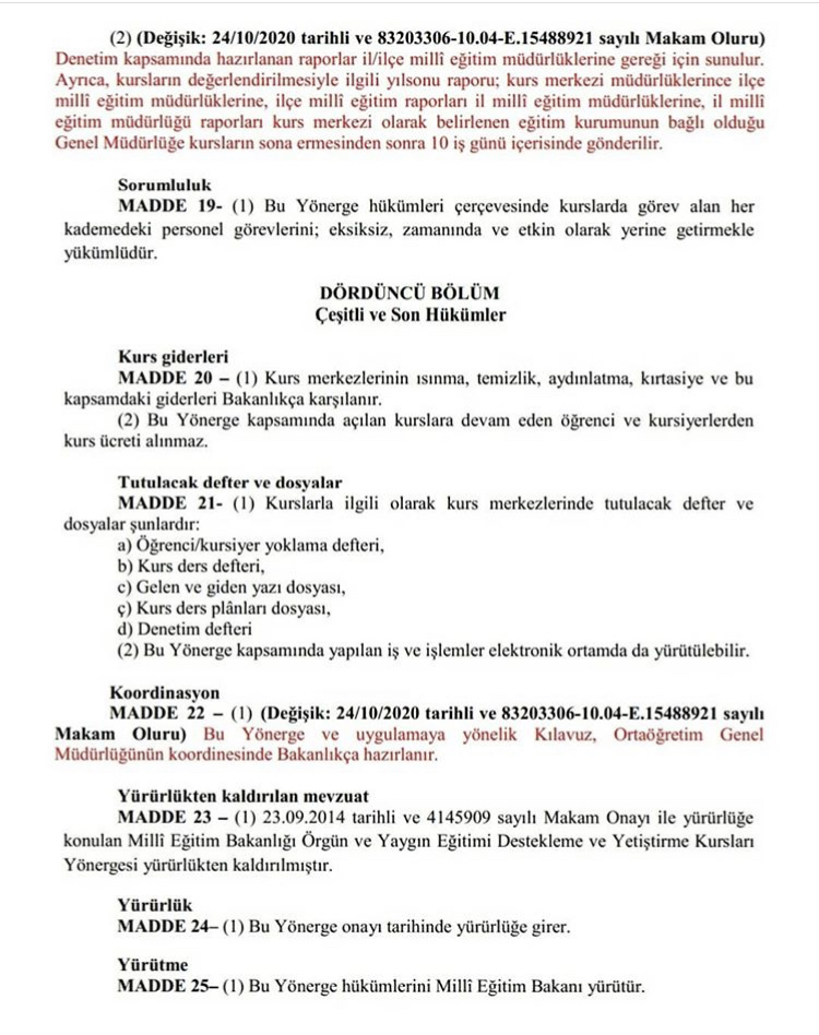Değişen Yeni MEB DYK Yönergesi