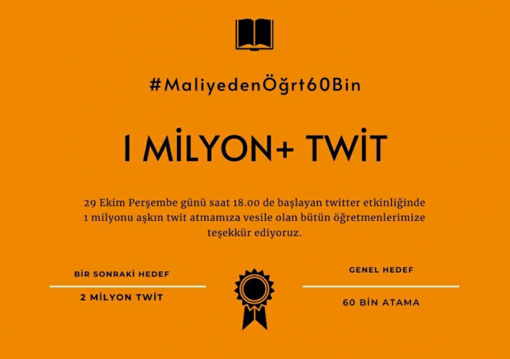 Öğretmen Atamaları Talebine 1 Milyon Twit Atıldı