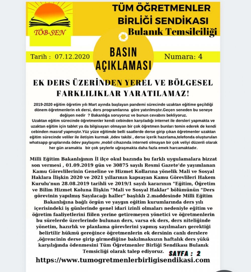EK DERS ÜZERİNDEN YEREL VE BÖLGESEL FARKLILIKLAR YARATILAMAZ!