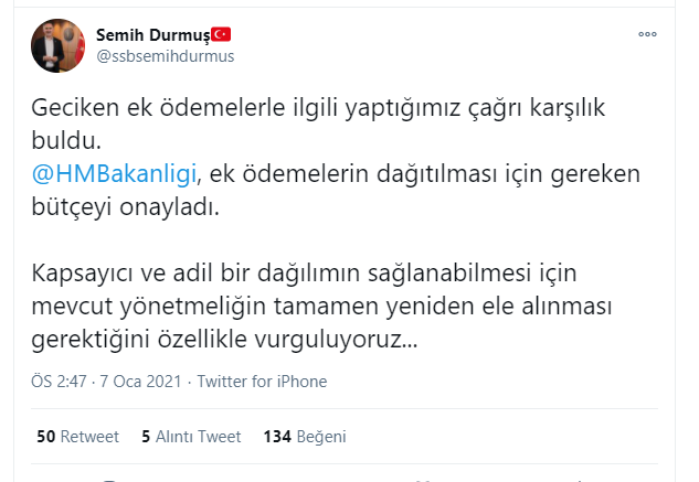Ödenecek ek ödeme bütçesi onaylandı